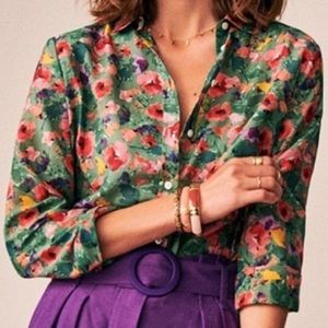 Sezane Pierro Shirt top Sz 34 S Winter Garden